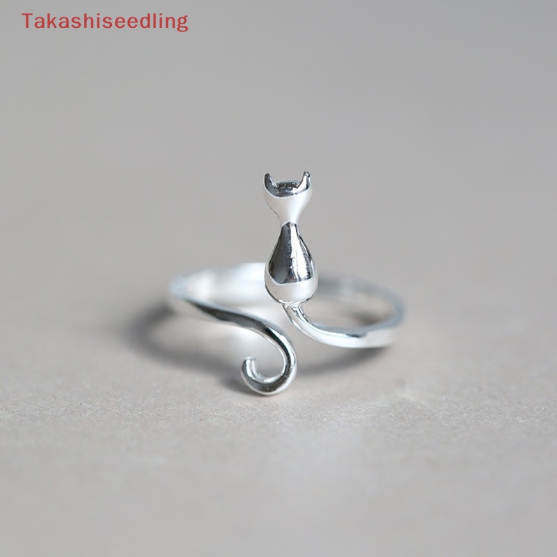 Nhẫn Hở Mạ Bạc Hình Chú Mèo Màu Sắc Cổ Điển Thời Trang Cho Nữ