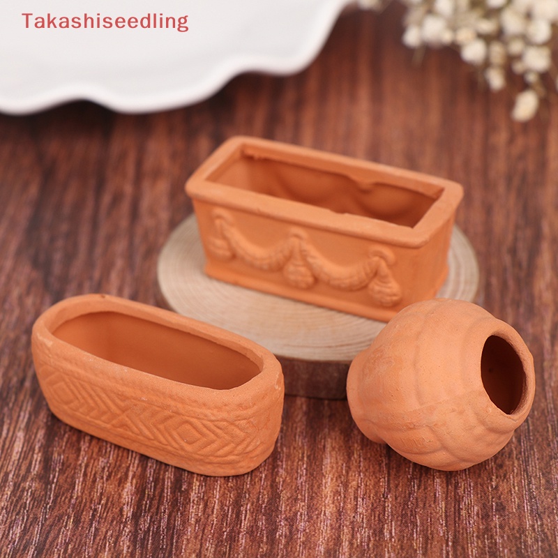 Chậu Hoa Đất Sét Đỏ Mini Trang Trí Nhà Búp Bê Tỉ Lệ 1 / 12