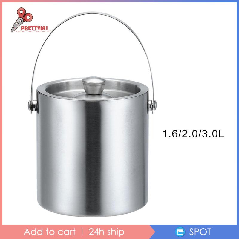 Xô Đựng Đá Giữ Nhiệt Bằng Thép Không Gỉ Hai Lớp Prettyia1 1.6L