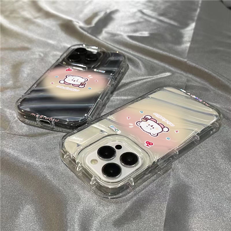 Ốp Điện Thoại Mềm Trong Suốt In Hình Gấu Màu Gradient Cho Iphone 14Promax 1312 / 11 7 / 8plus xr
