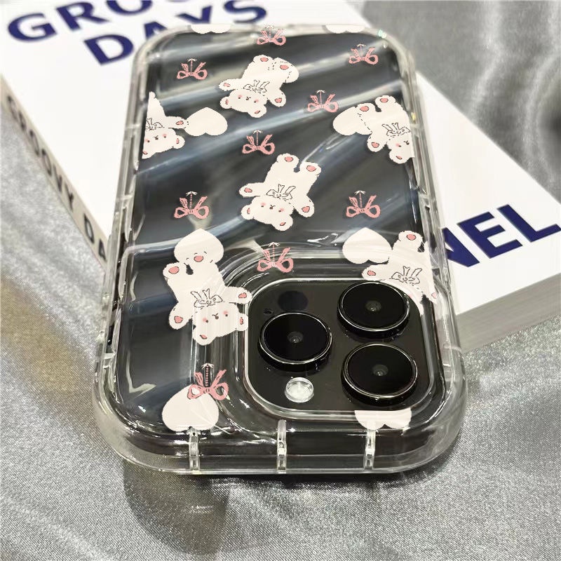 Ốp Điện Thoại Dẻo Trong Suốt Họa Tiết Gấu &amp; Bướm Nhỏ Dễ Thương Cho iPhone14promax 1312 / 11 7 / 8plus xr / sins JNQ2