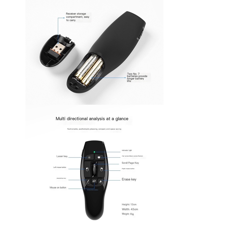 Chuột Bay mini Không Dây 2.4g Điều Khiển Từ Xa Cho Máy Tính / tv Thông Minh android