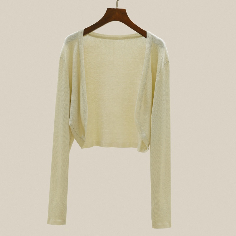 Áo Cardigan Dệt Kim Tay Dài Chống Nắng Không Nút Thời Trang