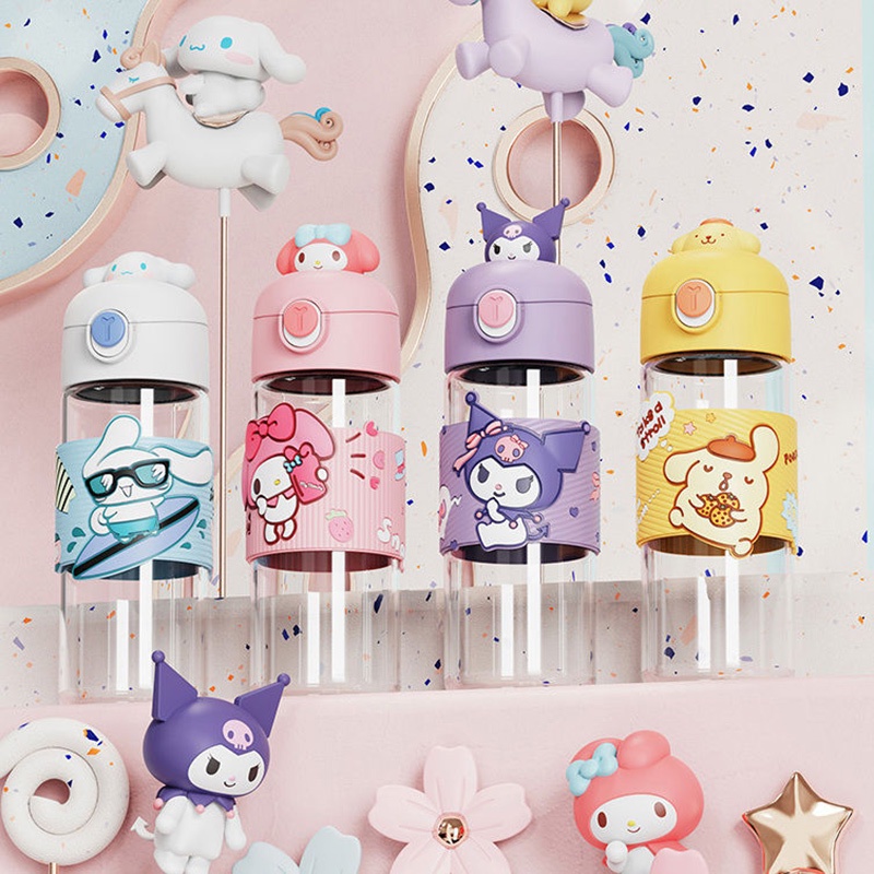 Kawaii Sanrio Chai Nước Poppurin Kuromi Cinnamoroll Phim Hoạt Hình Ngoài Trời Kids Cup Boys Girls Quà Tặng