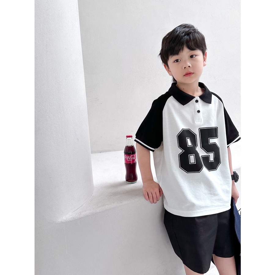 Áo polo Tay Ngắn Màu Tương Phản Thời Trang Cho Bé Trai
