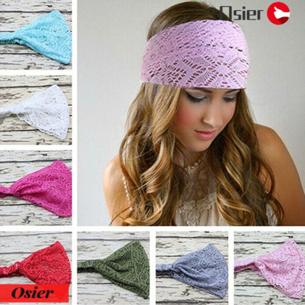Băng Đô Ren Bản Rộng Co Giãn Thiết Kế Rỗng Thời Trang Cho Nữ OSIER1