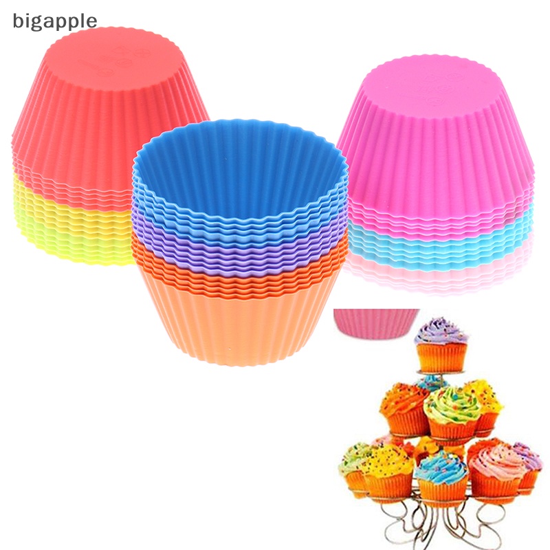 Set 5 Khuôn Silicone 7cm Hình Tròn Dùng Để Làm Bánh Cupcake Tiện Dụng