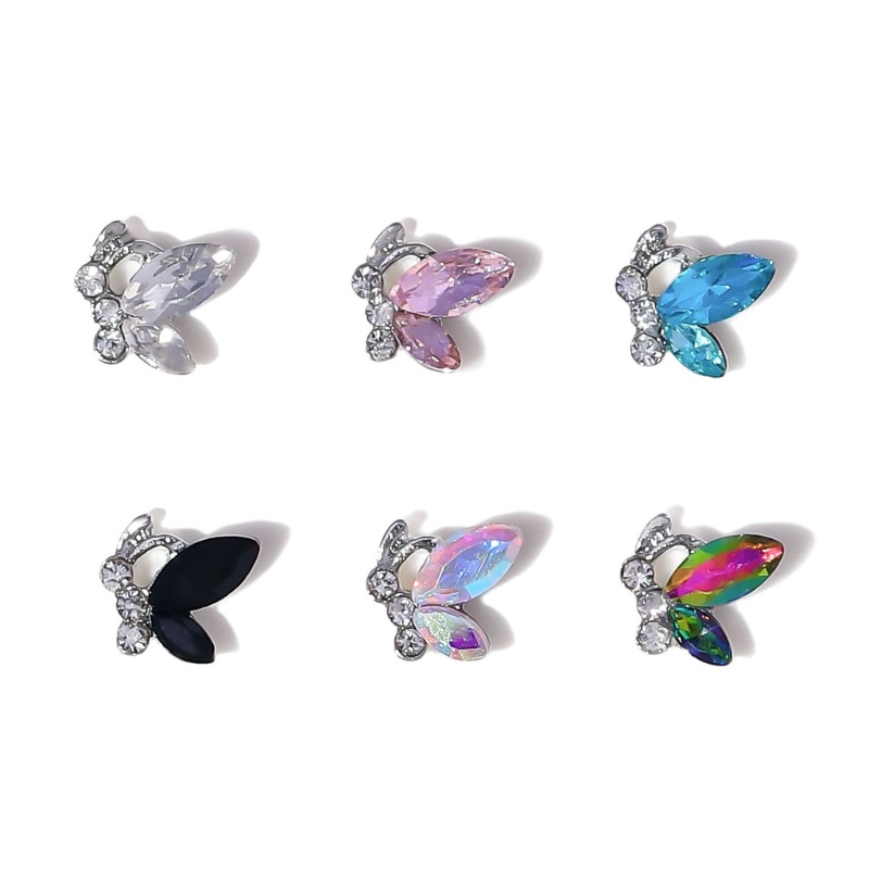 Sa Set 10 Phụ Kiện Trang Trí Móng Tay 3D Hình Bướm Xinh Xắn