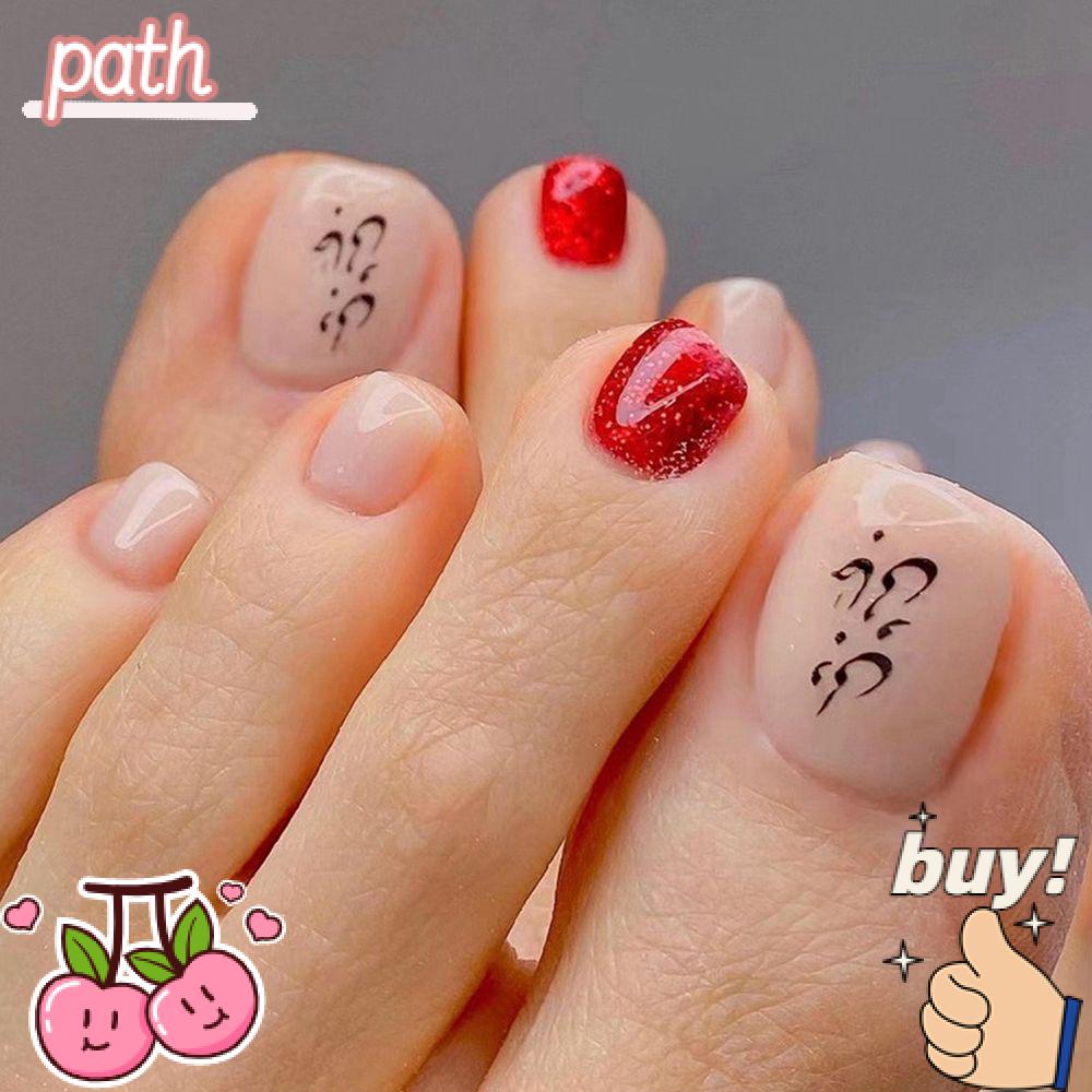 PATH Hộp 24 Móng Tay Giả Đầu Vuông Lấp Lánh