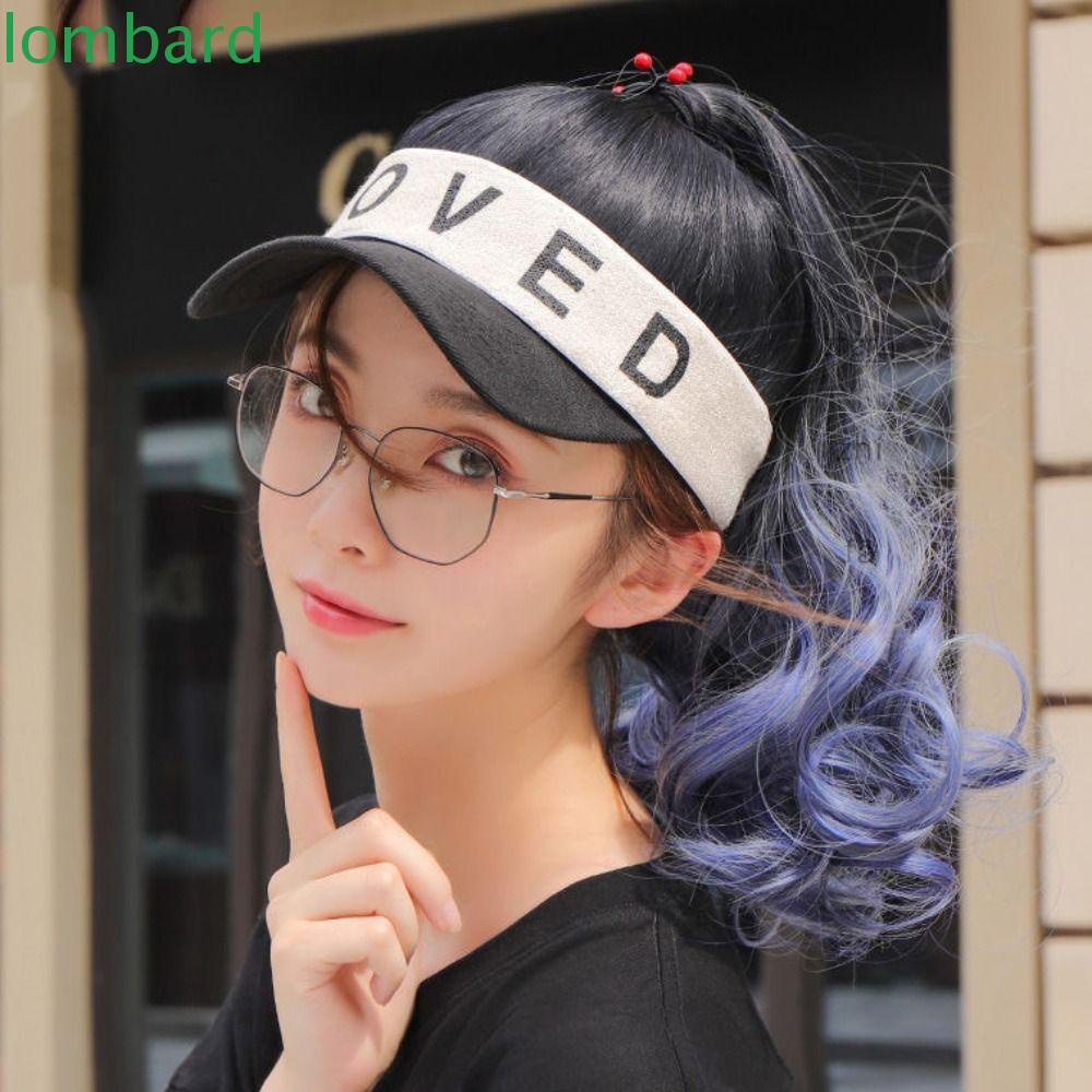 Mũ Lưỡi Trai Gắn Tóc Giả Bằng Sợi Chịu Nhiệt Màu Đen Phong Cách Hàn Quốc Thời Trang Mùa Hè