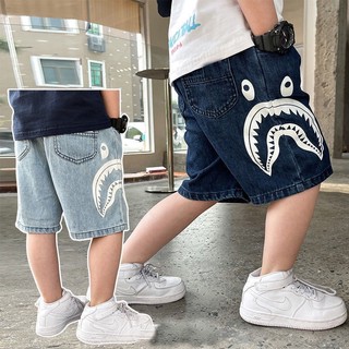 Quần Short denim Dáng Rộng In Hình Cá Mập Thời Trang Mới Cho Bé Trai