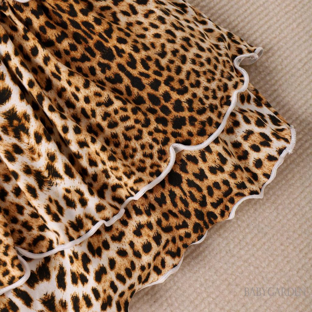 Set Áo Tank Top + Chân Váy Họa Tiết Da Báo Thời Trang Mùa Hè Cho Bé Gái 3-7 Tuổi