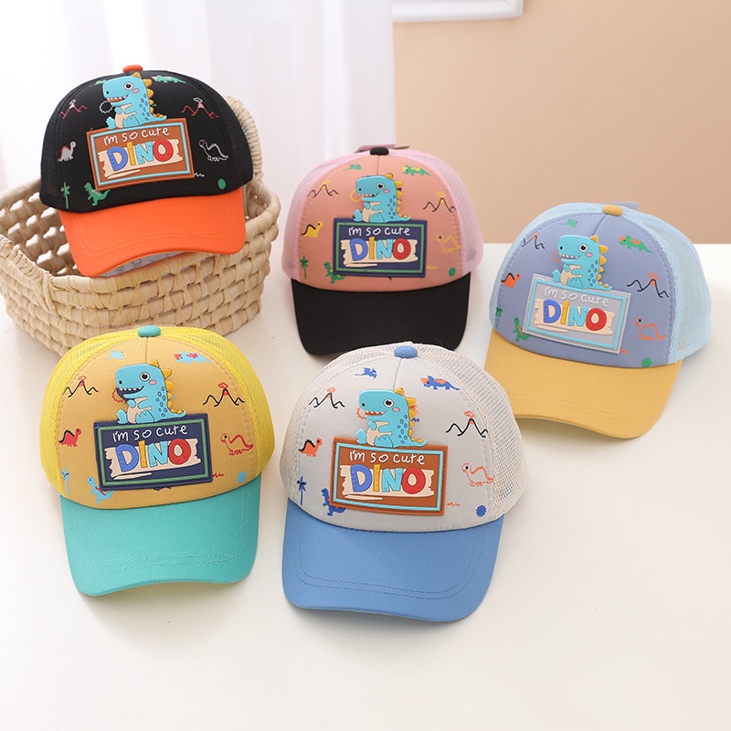 Mũ Lưỡi Trai Chống Nắng In Họa Tiết Khủng Long Hoạt Hình Thời Trang Đi Biển Cho Bé Trai Và Gái