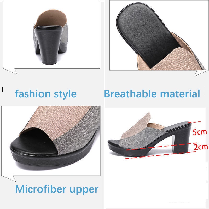 Dép Cao Gót 5-8Cm Chống Trượt Thoải Mái Thời Trang Hàn Quốc Cho Nữ