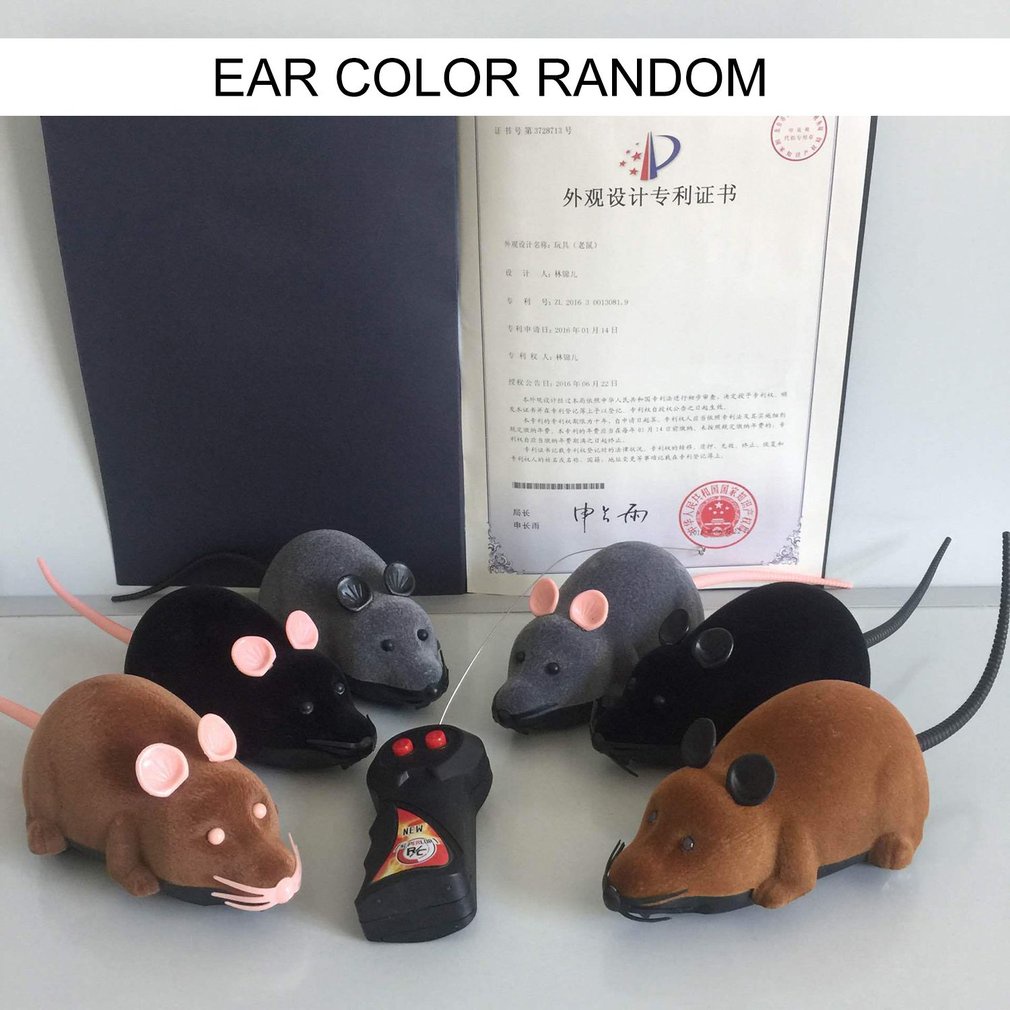 =Christmas=RC Wireless Rotation Mouse Electronic Rat Toy Flocking Tricky Mouse Toy