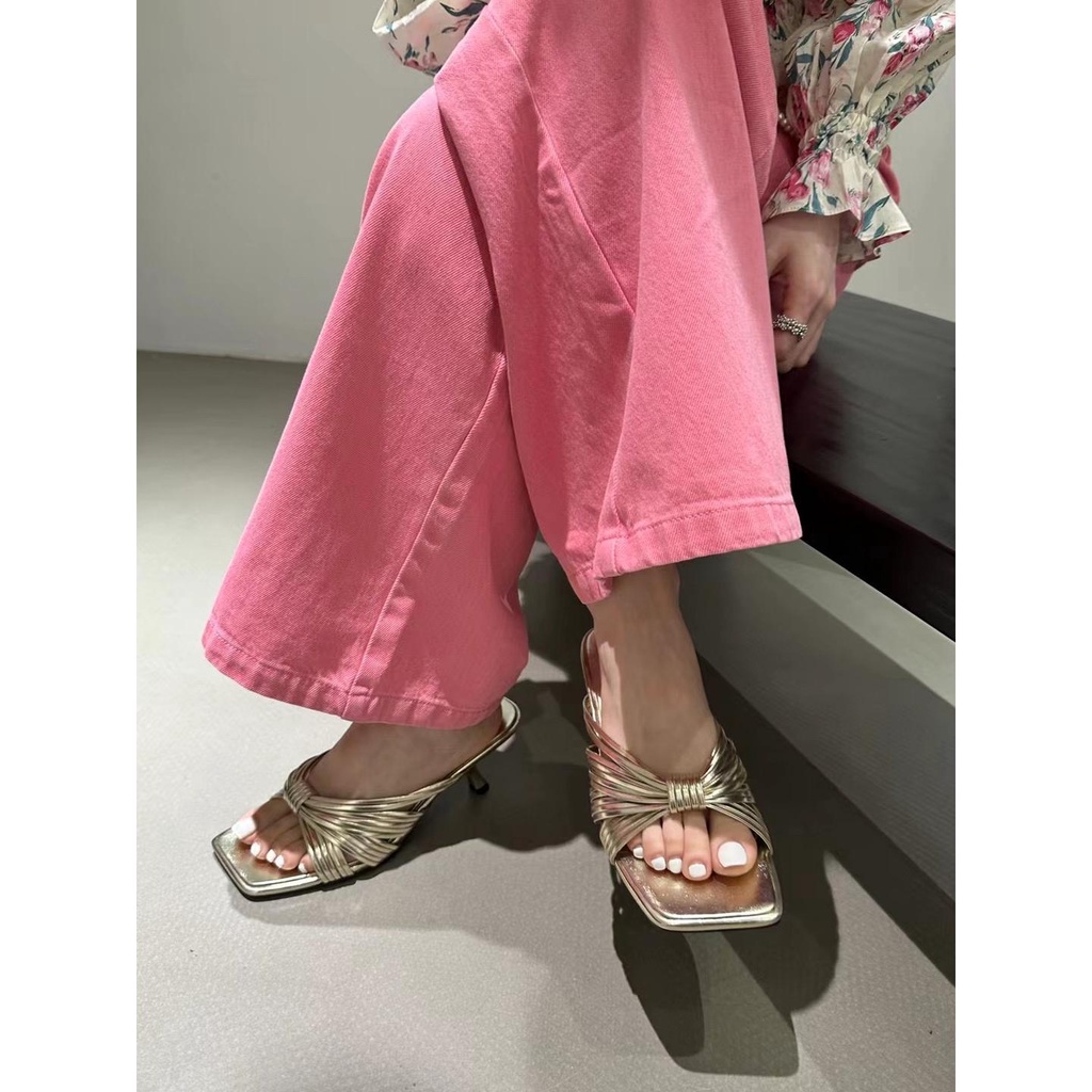 Dép Cao Gót Mũi Vuông Thiết Kế Mới Thời Trang Mùa Hè 2023 Dành Cho Nữ