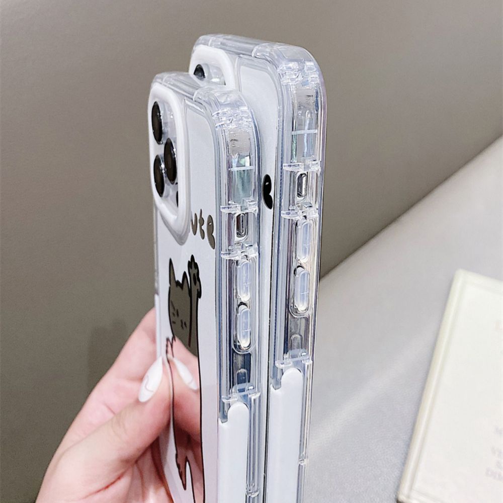 Ốp Điện Thoại TPU Mềm Chống Sốc Có Giá Đỡ Ẩn In Hình Mèo Hoạt Hình Dễ Thương Cho IPhone 11 12 13 14 Pro Max