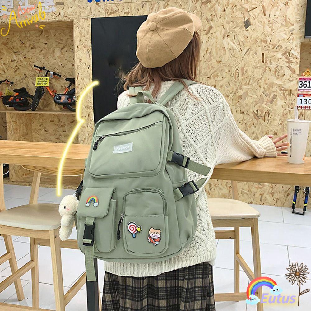 Ba Lô Nylon Màu Trơn Thời Trang Dành Cho Nữ