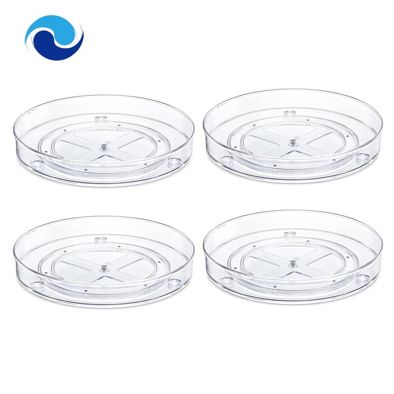 Bộ 4 Giá Xoay Trong Suốt 9 Inch Chống Trượt Dùng Cho Tủ Lạnh Nhà Bếp