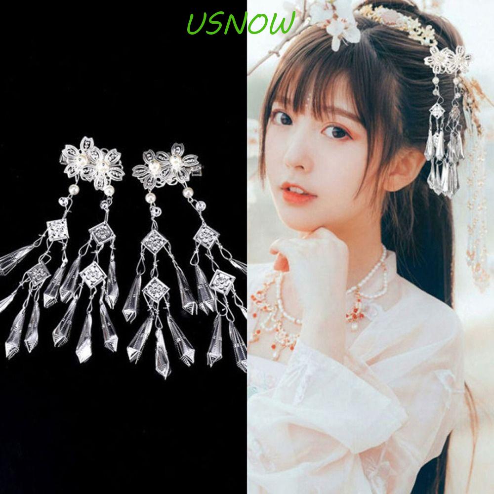 USNOW Kẹp Tóc Hình Bướm Phối Tua Rua Phong Cách Trung Hoa Ngọt Ngào Cho Bé Gái