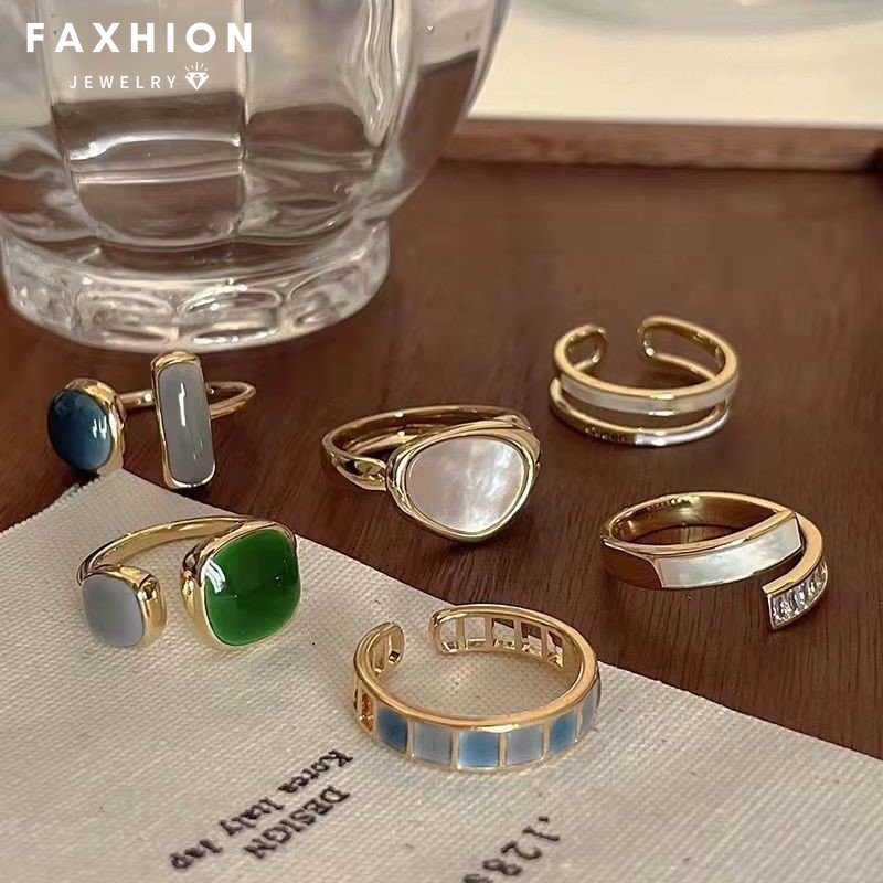 Nhẫn Hở Mạ Vàng Hình Vuông Phong Cách Cổ Điển Thời Trang Cho Nữ