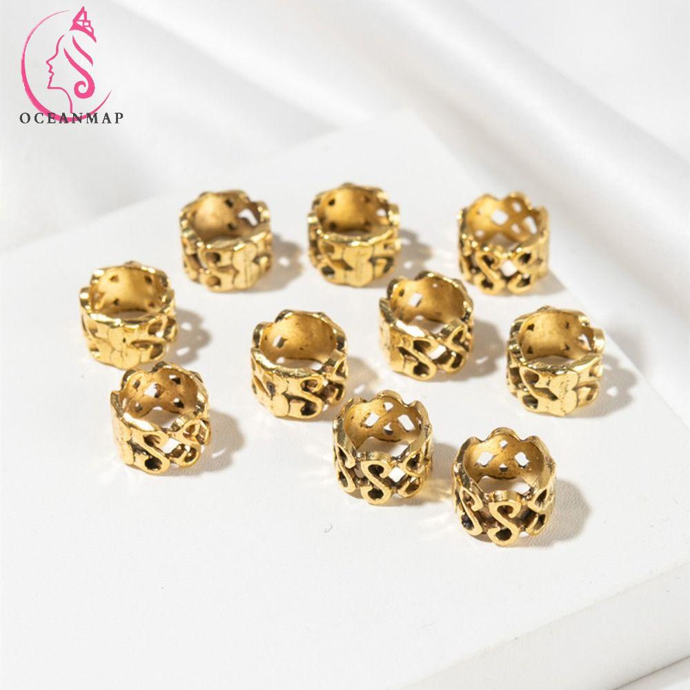 OCEANMAP Set 10 Kẹp Tóc Bằng Hợp Kim Màu Vàng / Bạc Phong Cách Châu Phi DIY