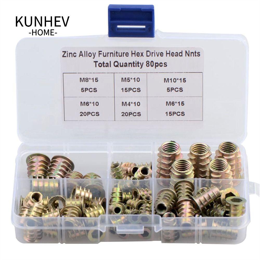 KUNHEV Set 80 Đai Ốc Hình Chữ T M4 M5 M6 M8 M10 Chuyên Dụng Cho Đồ Nội Thất Gỗ