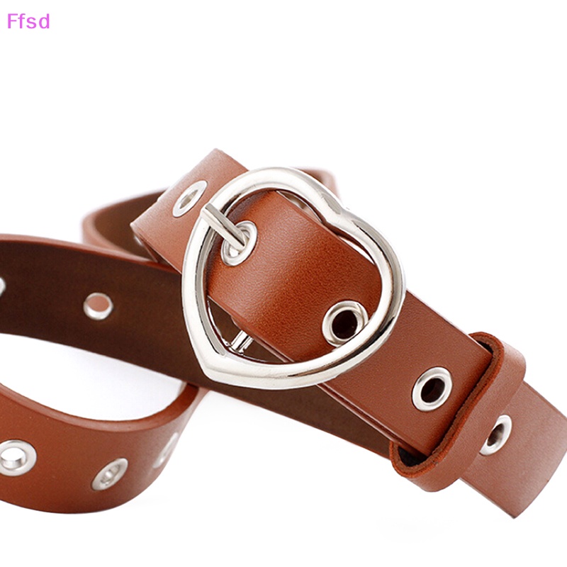 Thắt Lưng Da Khóa Kim Loại Hình Trái Tim Phong Cách Punk Cho Nữ