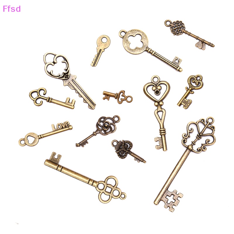 {Ffsd} Set 13 Mặt Dây Chuyền Kim Loại Hỗn Hợp Hình Chìa Khóa Ch Làm Trang Sức Cũ Nhìn Xưa * Bán Chạy