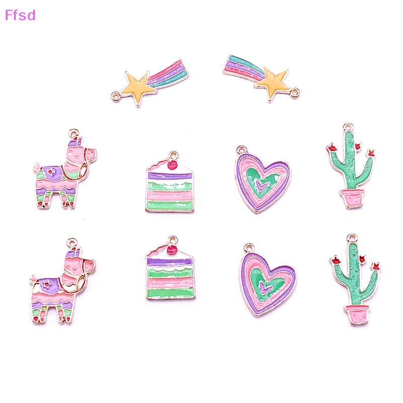 Set 10 Mặt Dây Chuyền Hợp Kim Tráng Men DIY Làm Quà Tặng * Bán Chạy {Ffsd}} Ffsd}} Nhiều Kiểu Dáng Tùy Chọn