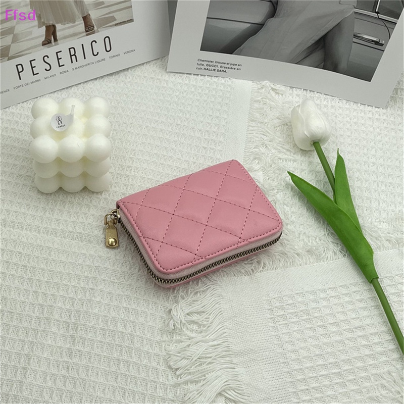 {Ffsd} Ví Ngắn Đựng Tiền Xu Thẻ Bằng Da PU Thêu Họa Tiết Hình Thoi Có Dây Kéo Thời Trang Cho Nữ * Hàng Bán