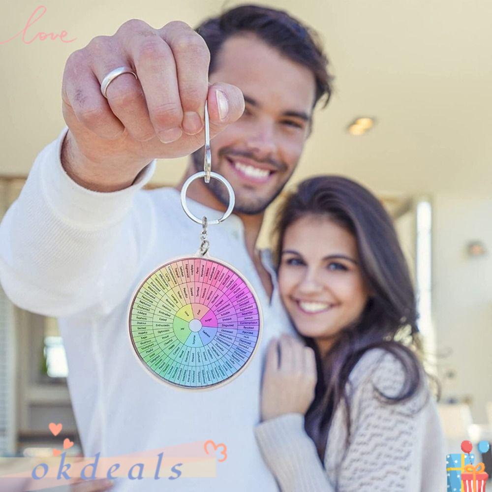 OKDEALS Móc Khóa Tròn Cảm Xúc Bánh Xe