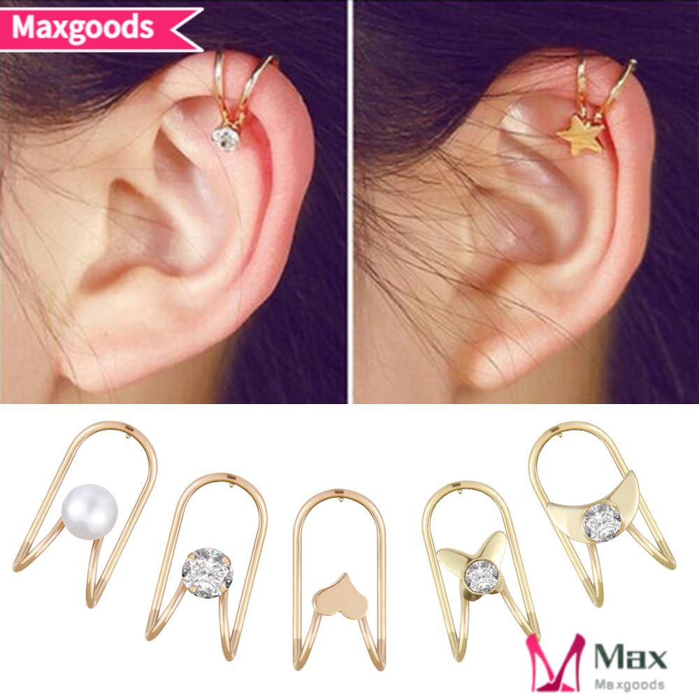 MAXG 1 Cặp Khuyên Kẹp Vành Tai Không Xỏ Lỗ Hình Học Thời Trang Nữ