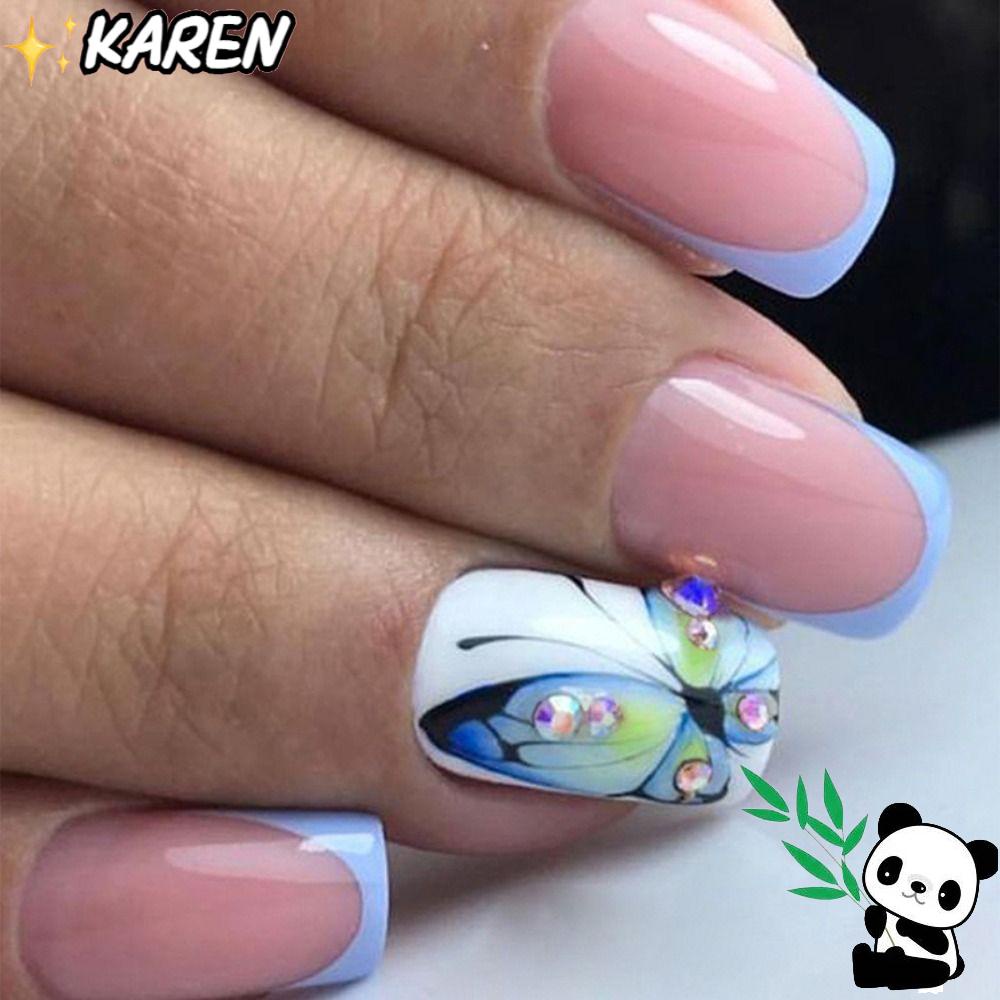 KAREN Bộ Móng Tay Giả Che Phủ Toàn Diện Đầu Vuông DIY