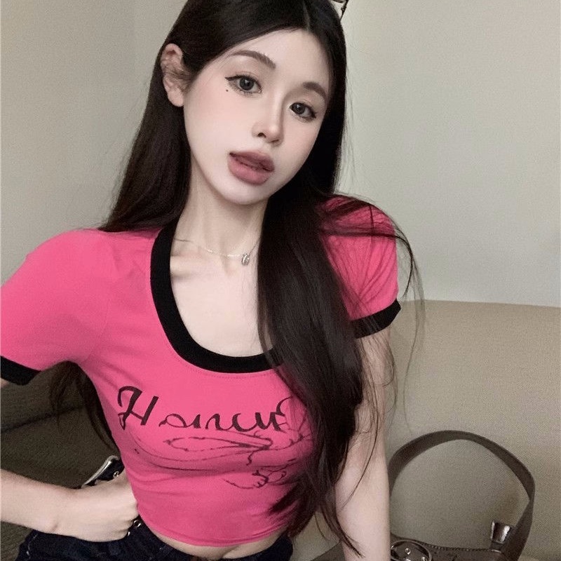 COZOK Áo Thun Tay Ngắn Dáng Ôm In Họa Tiết Thời Trang Trẻ Trung