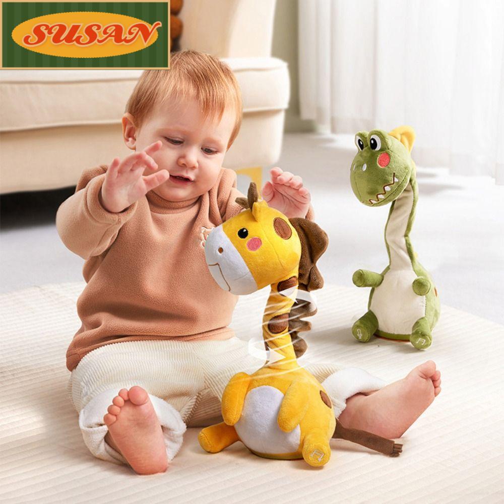 SUSANS Hươu Cao Cổ / Khủng Long Nhồi Bông Mềm Mại Biết Nhảy Múa Tương Tác Điện Tử Cho Bé