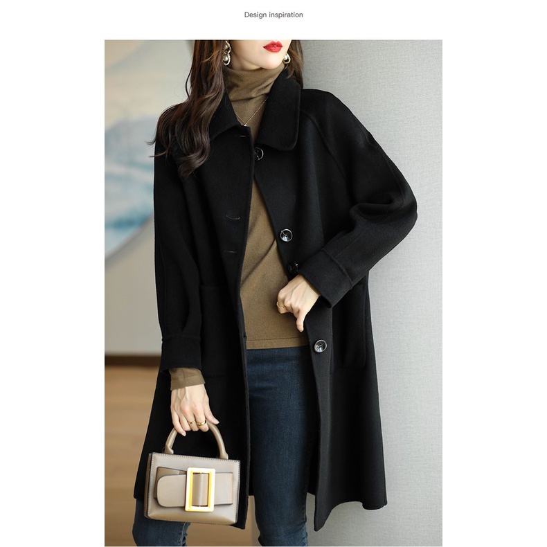 Áo Khoác Len Dày Dáng Ôm Dài Vừa Vặn Thời Trang Thu Đông Hàn Quốc 2023 Kích Thước 3XL Cho Nữ