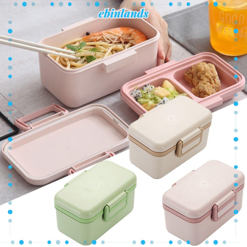 EBINLANDS Hộp Đựng Thức Ăn Trưa Hình Chữ Nhật Chia Ngăn Tiện Dụng Mang Theo Cắm Trại