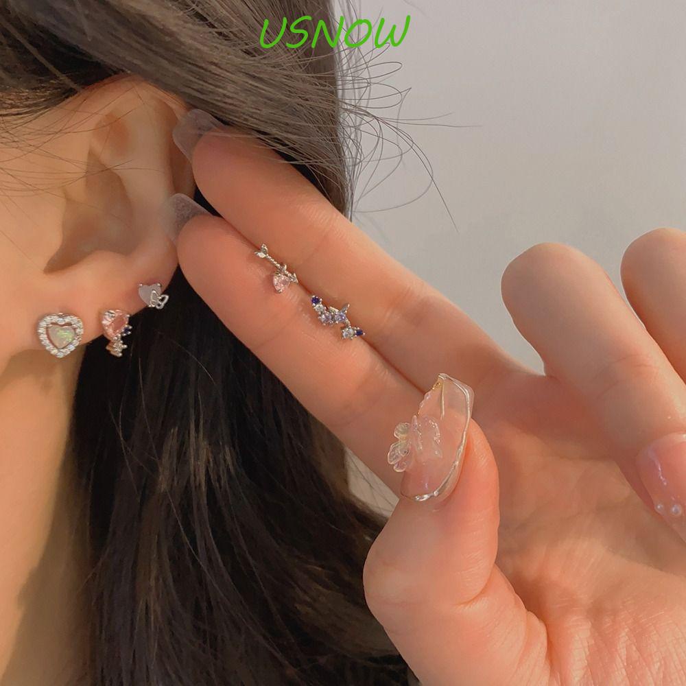 USNOW Bông Tai Kim Loại Hình Bướm / Ngôi Sao Phong Cách Hàn Quốc Thanh Lịch Cho Nữ