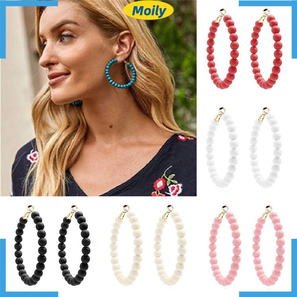 MOILYVN Khuyên Tai Dạng Hạt Acrylic Phong Cách Bohemian Mới Cho Nữ