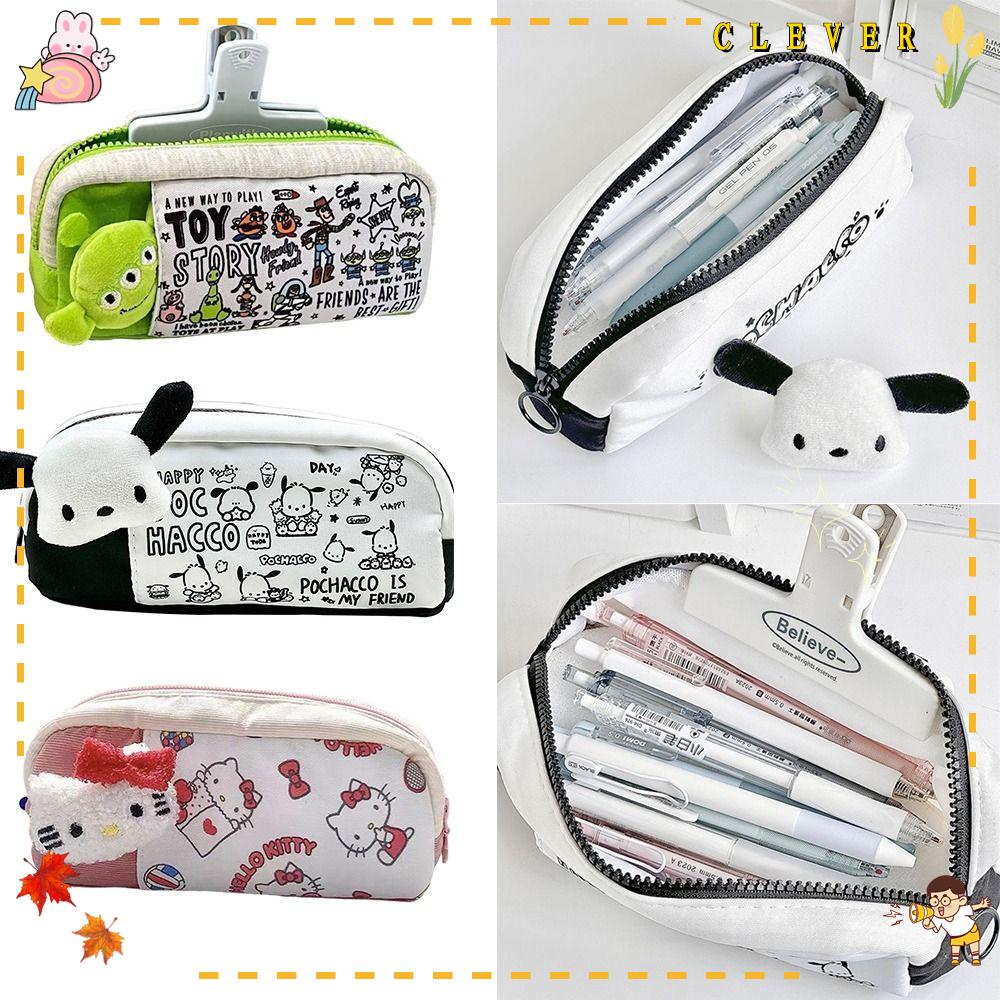 CLEVER Hộp Đựng Bút Nhiều Ngăn Bằng Vải In Hình Chó Pacha