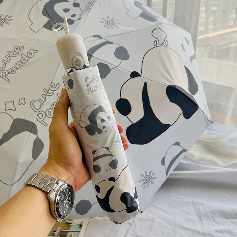 Dù Gấp 3 Khúc Tự Động Chống Tia UV Hình Gấu Trúc Dễ Thương