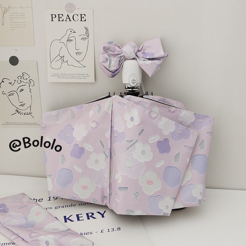 Bololo Dù Gấp Tự Động Chống Tia UV Họa Tiết Hoa Dành Cho Bé