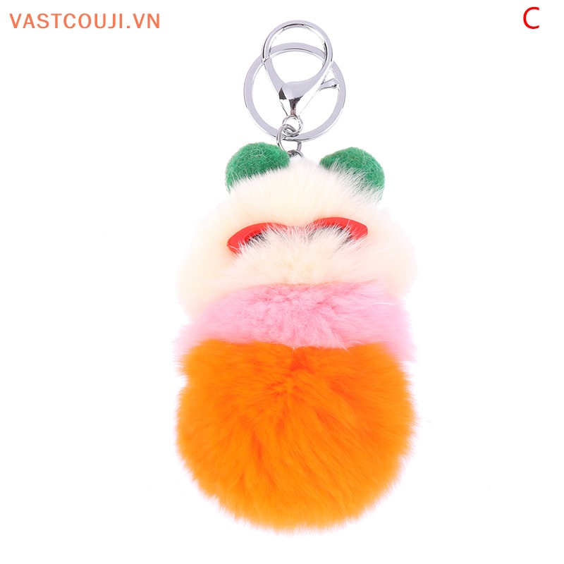 Móc Khóa Búp Bê VASTJI Lông Thỏ Mềm Mại