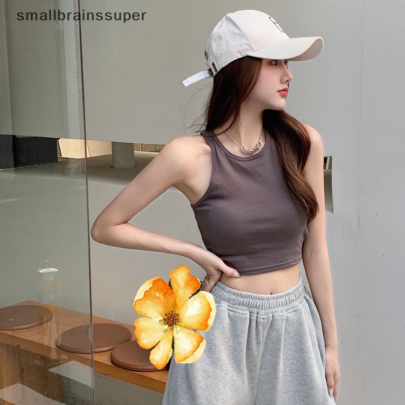 Áo Thể Thao Hai Dây Cổ Tròn Màu Trơn Có Đệm Ngực Thời Trang Mùa Hè Cho Nữ SBS