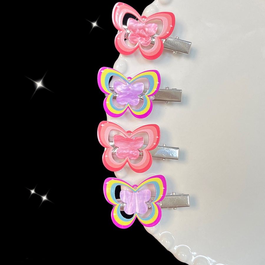 Set 2 Kẹp Tóc Hình Bướm Nhiều Màu Sắc Dễ Thương Phong Cách Hàn Quốc