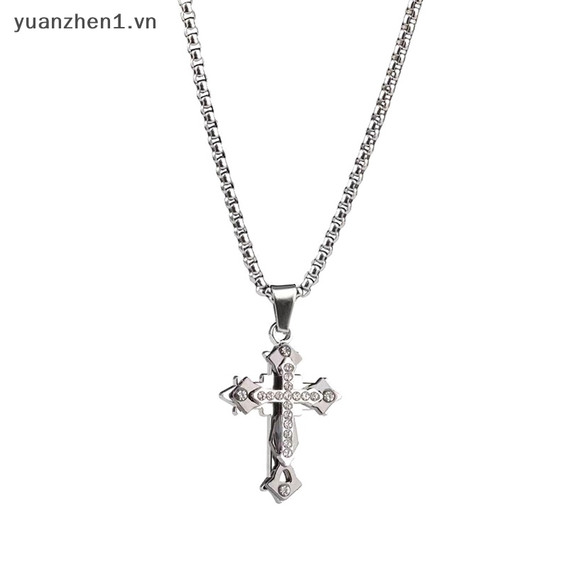 Vòng cổ Hợp Kim Mặt Thánh Giá Đính Đá Phong Cách Hip Hop Thời Trang Cho Nam Và Nữ