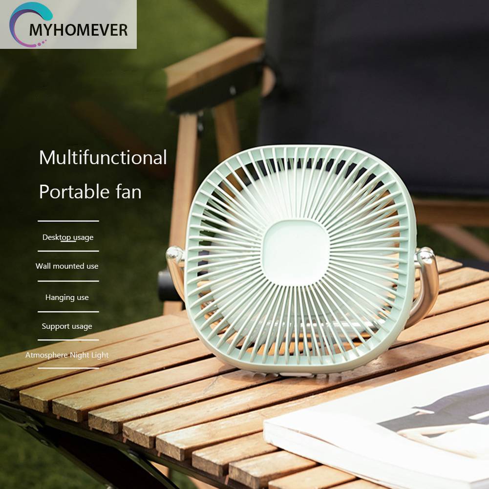 Quạt 2400mAh 3 Tốc Độ Kèm Sạc Tiện Dụng Mang Theo Du Lịch Cắm Trại