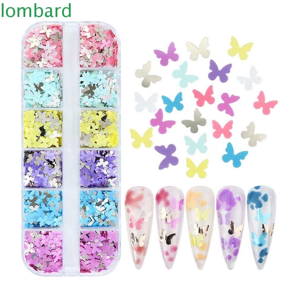 LOMBARD Hộp 12 Ngăn Đựng Phụ Kiện Trang Trí Móng Tay Hình Bướm Xinh Xắn