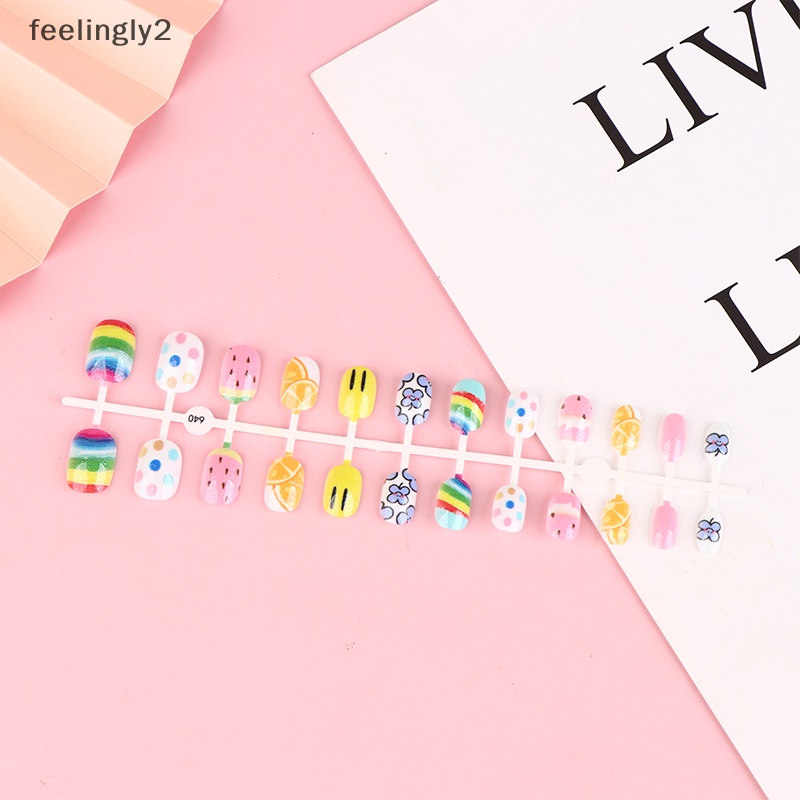 [Hàng Có Sẵn] Móng Tay Giả Dạng Nhấn Họa Tiết Hoạt Hình Đặc Biệt Cho Trẻ Em (F)